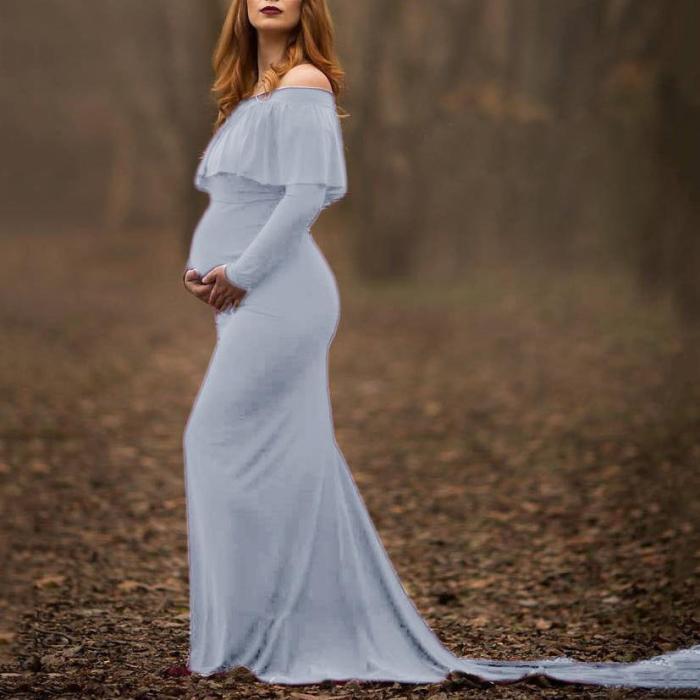 Maternity Flounced Trailing Dress
