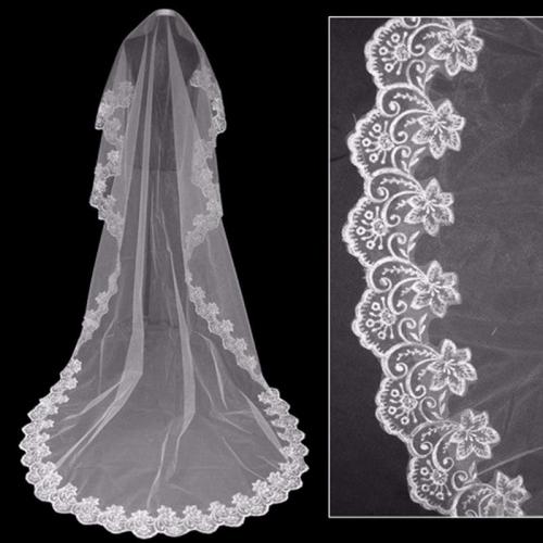 Cathedral Bridal Veils Wedding Lace Edge White Ivory Appliques Wedding Veil With Comb Women Veil For Wedding Party