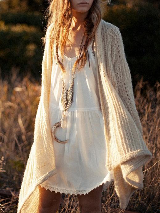 Knitting Hollow Long Sleeves Cover-up Tops