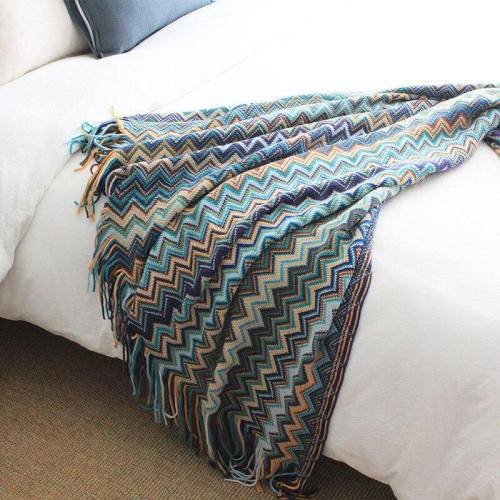 Blanket Bohemian Indian Knitted Colorful Thread Blanket Spring and Summer Air Conditioning Knitted Quilt Small Cover Blanket