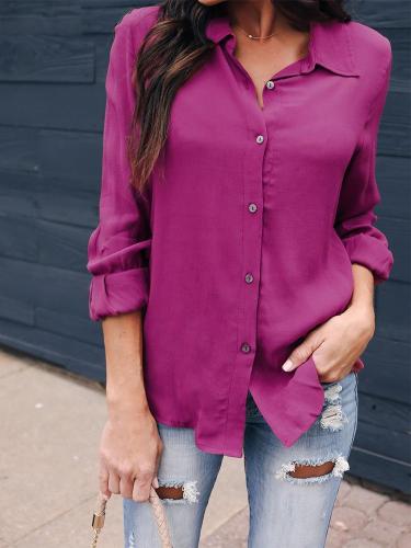 Casual Pure Color Long Sleeve Shirt