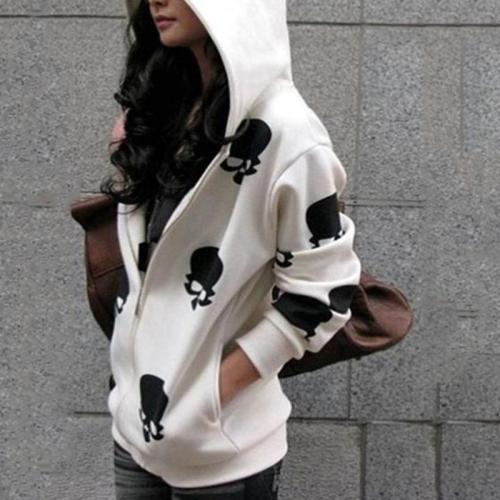 Hooded  Loose Fitting  Animal Prints Cardigans