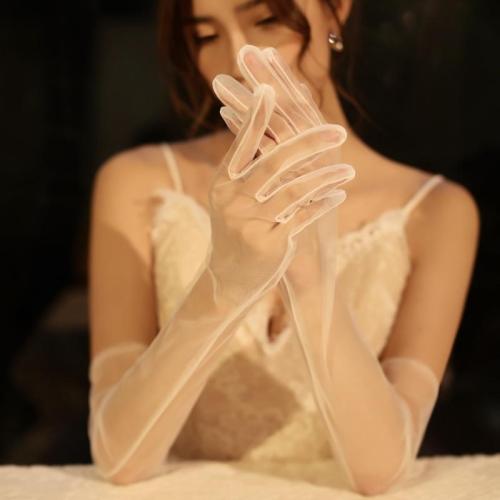 Kant Sheer Women’s Wedding Gloves Opera Bands For Brides Full Finger Gloves Long White Sleeves Prom Party Bridal Gloves