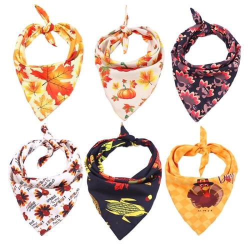 Thanksgiving Pet Dog Bandana Pet Washable Scarf Printing Handkerchief Bibs For Thanksgiving Pet Accessories for Dogs Scarf