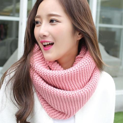 Women Winter Knitting Faux Wool Scarf Echarpe Red Pink Black Yellow Green Grey