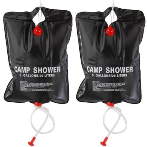 2 x 20L Camping Shower bag- Portable Solar Heated 5 Gallon/20 Litre Travel Shower bag - Black