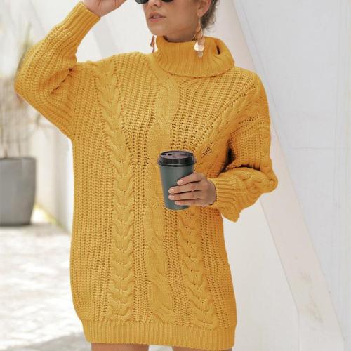 Turtleneck Chunky Cable Knitted Long Sweater