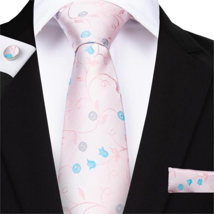 EBUYTIDE 150cm Length 28 Styles Plaid Ties Yellow Pink Red Blue Hanky Cufflinks Set Men's Silk Tie 8cm Tie Wedding Groom Crava
