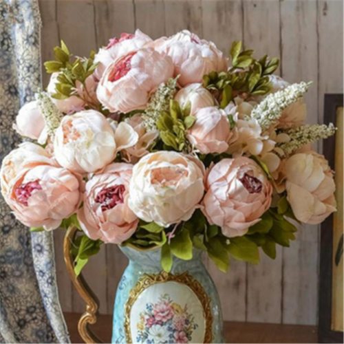 1Bunch European Artificial Peony Flowers Vivid Silk fake Flowers Peonies For Home Hotel decor DIY Wedding Decoration Drop ship