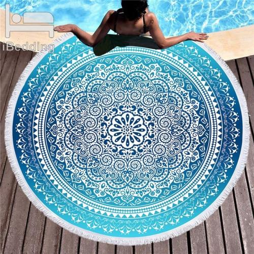 Mandala Tapestry Round Large 150cm Soft Beach Towel For Adults Wall Hanging Microfiber Bath Towel With Tassel Throw Yoga Mat