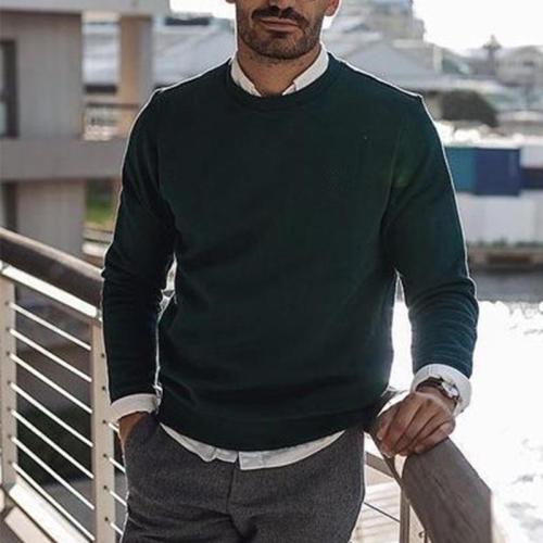 Men'S Solid Color Business Casual Sweater