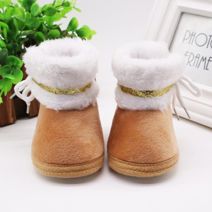 2020 Baby Girl Boys Shoes Newborn Baby Moccasins Shoes Non-slip Crib First Walker Cashmere Plush Winter Boots Baby Shoes 95