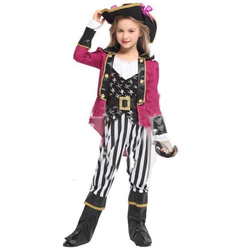 Kids Girls Halloween Pirate Costume Masquerade Jazz Girls Performance Clothing Cosplay Role Playing Costume