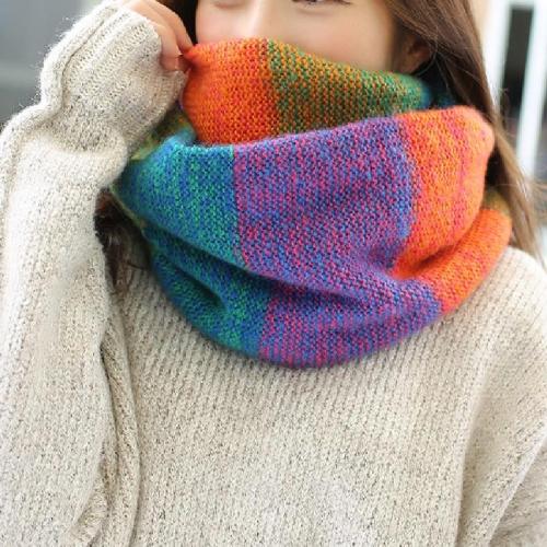 Women Winter Knitted Warm Neck Scarf Circle Cowl Scarf Fashion Colorful Snood Ladies Ring Loop Scarves Female Couple Neckchief