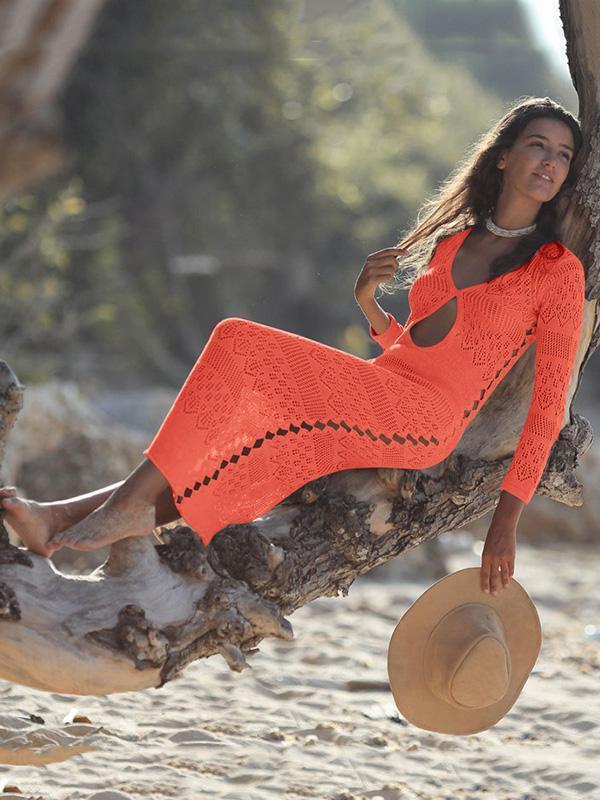 Hollow Sexy Knitting Beach Midi Dresses