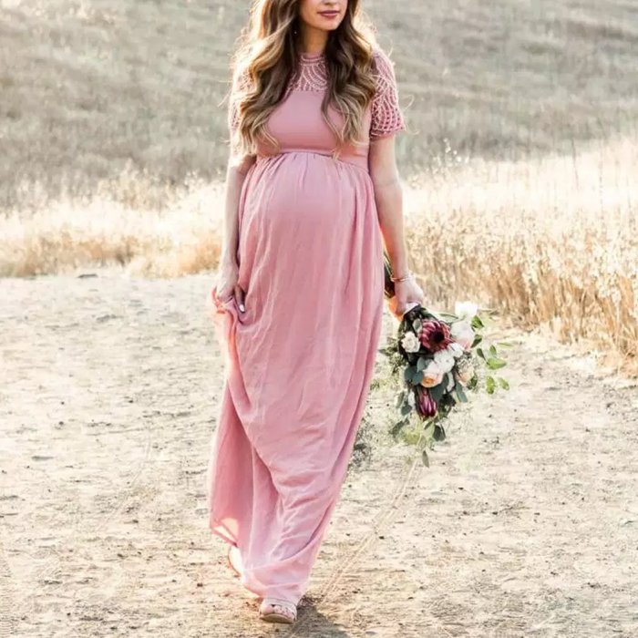 Maternity Pink Short Sleeve Dress