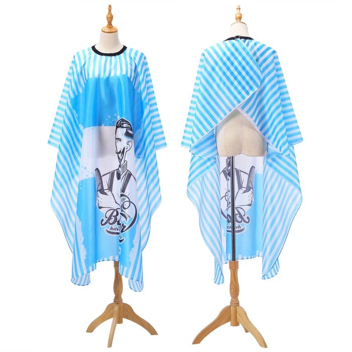 Haircut Hairdressing Barber Cloth Blue Chambray Apron Polyester Hair Styling Design Supplies Breathable Salon Barber Gown
