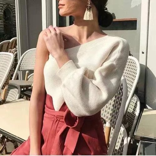 Sexy One Shoulder Long Sleeve Sweater