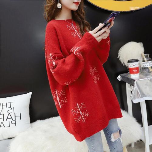 Christmas Snowflakes Slouchy Knit Sweater