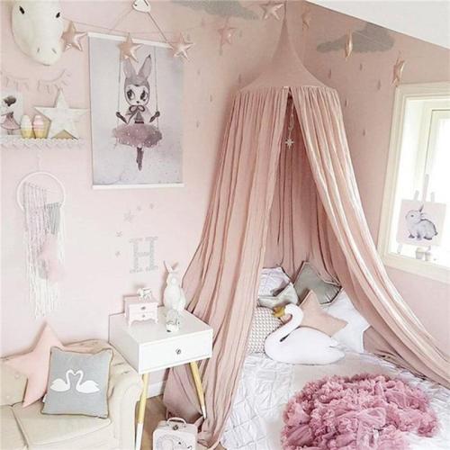 Kids Play House Tents Canopy Bed Curtain Baby Hanging tienda Crib Children Room Decor Round Hung Dome Bed Valance