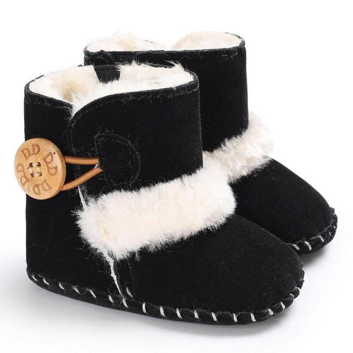 0-18M Newborn Infant Baby Girls Snow Boots Winter Warm Baby Shoes Solid Button Plush Ankle Boots