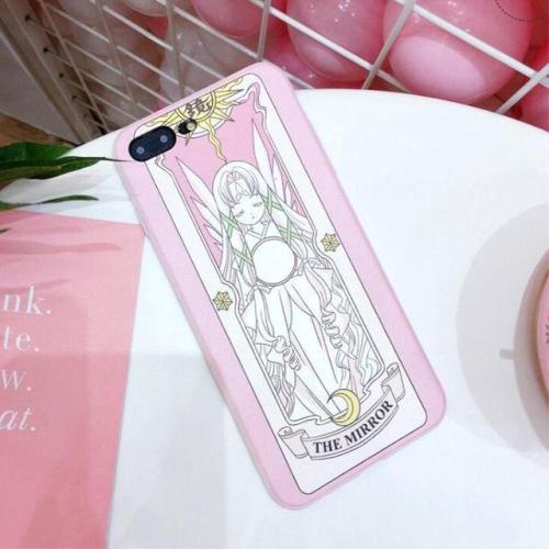 Japanese Anime Cartoon Cardcaptor Sakura Pink Tarot Cards Phone Case