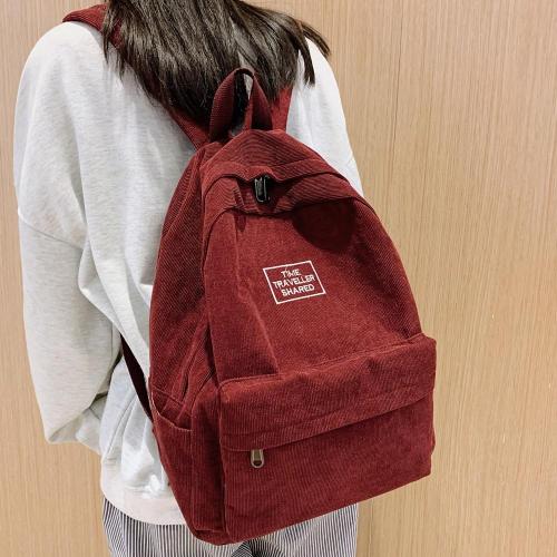 Student Stripe Corduroy Backpack Cute Women School Bag Teenage Girl Harajuku Backpack Kawaii Female Fashion Bag Book Lady Luxury