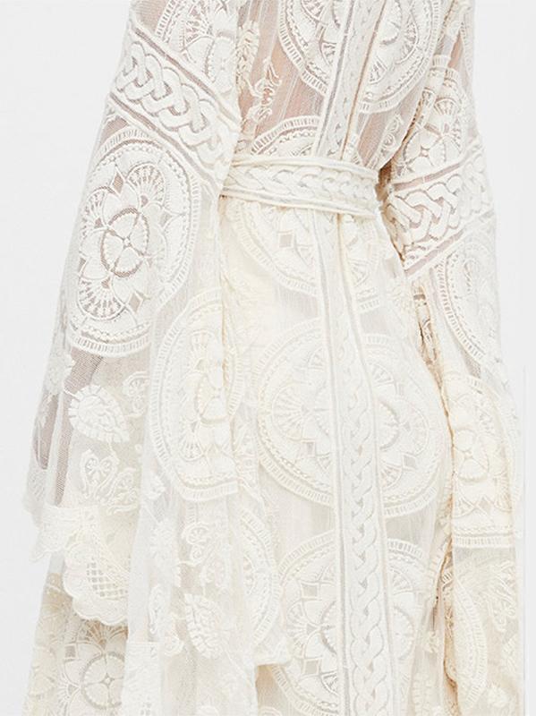 Sleeves White Lace Cover Up