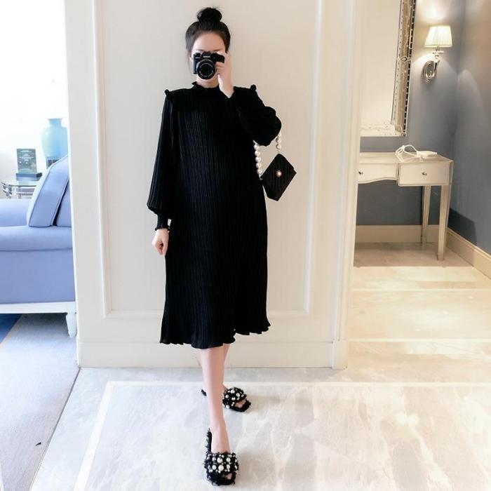 New Spring Maternity Dresses Fashion Chiffon Pleated Long Pregnancy Dress 2020 Casual Loose Maternity Clothes For Pregnant Women