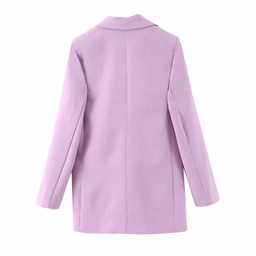 Women Office Wear Blazers 2020 Solid Casual Notched Collar Long Sleeve Single Button Pockets Jacket Suits Coat Female Chic Tops