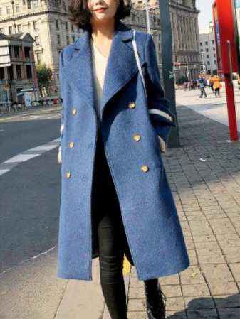 Fashion Woolen Thickening Pure Colour Coat