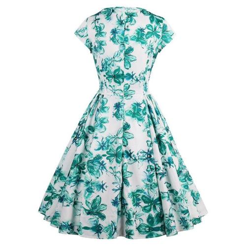 EBUYTIDE Women Dress 1950s Floral Print Party Elegant Retro Daily Sexy Summer A Line Rockabilly Casual Vintage Dress For Girl