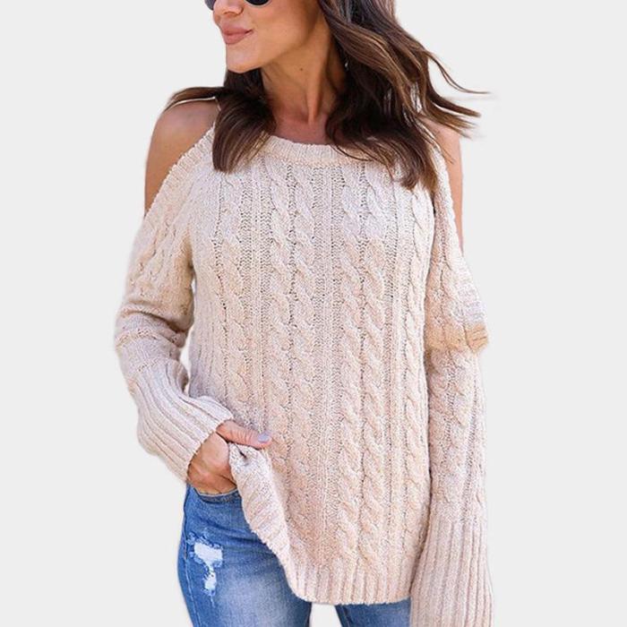 Elegant Halterneck Strapless Sweater