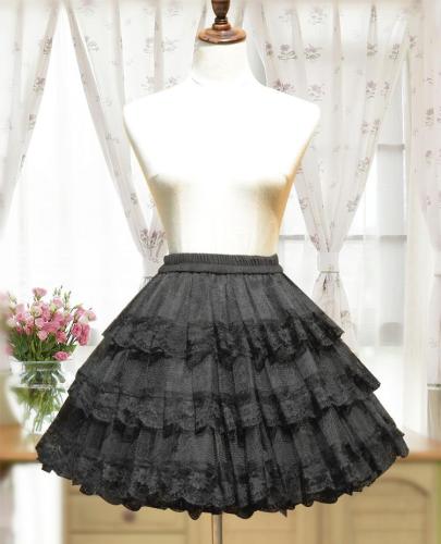 3 Layers Hoopless White/Black Lace Petticoat Women Short Petticoats A Line underskirt Bridal crinoline Petticoat 2020