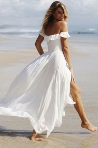 Maxi Dress, Boho Dress, Beach Dress,  Off Shoulder , White Cloud