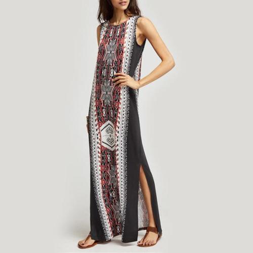 Fashion Ethnic Style Printed Sleeveless Maxi Dresses