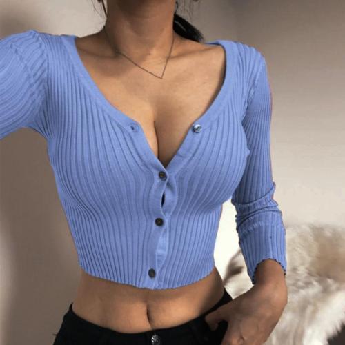 EBUYTIDE Sexy buttons knitted sweater cardigan women Slim ribbed winter autumn sweaters female Fashion plus size knitwear 2020