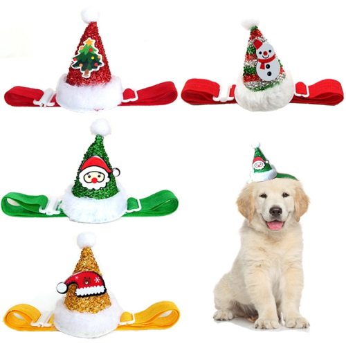 New Year Cute Pet Cosplay Clothes Costume Elastic Glitter Pet Hat Cat large Dog Christmas Party Decoration Pet Apparel