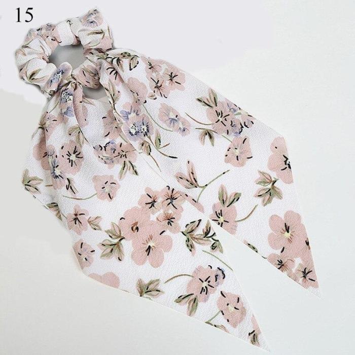 2020 New Leopard Snake Floral Dot Streamers Scrunchies Women Hair Scarf Elastic Bow Hair Rope Ribbon Band Girls Hair Accessories
