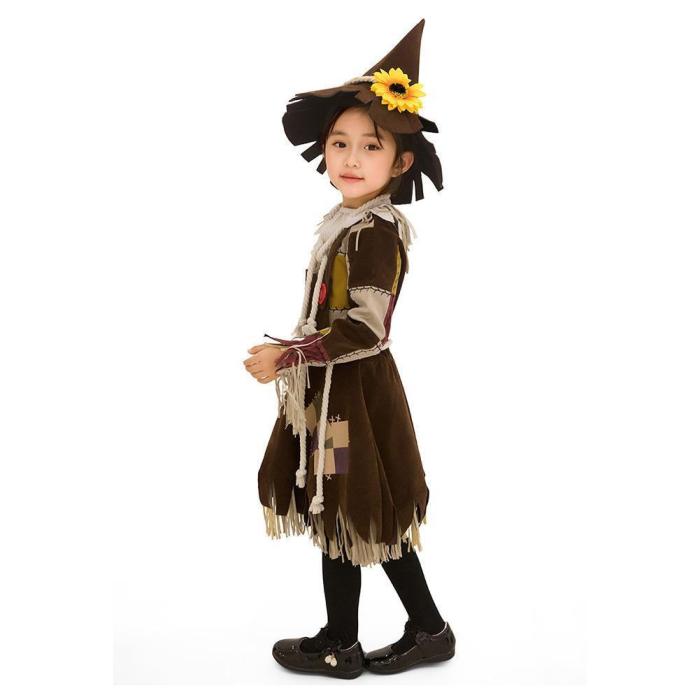 Girls Halloween Costume Patchwork Scarecrow Costume