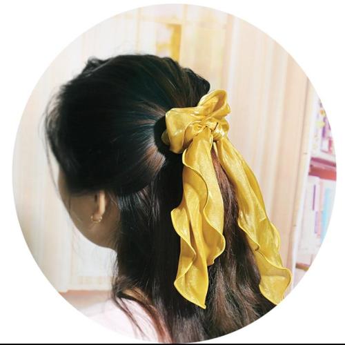 Solid Color Satin Long Ponytail Hair Ties Streamers Scrunchies Women Elastic Hair Bands Ribbon Bands Girls Cute Hair Accessories