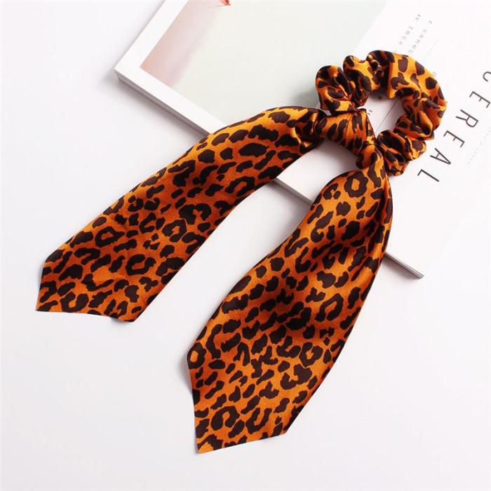 2020 New Leopard Snake Floral Dot Streamers Scrunchies Women Hair Scarf Elastic Bow Hair Rope Ribbon Band Girls Hair Accessories