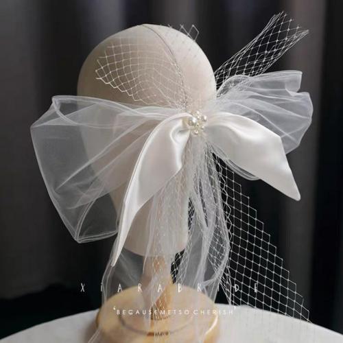 Japan Style Short Wedding Veil With Bow Lace Tulle Beaded Women Bridal Veil 2020