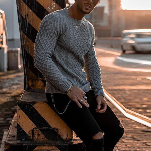 Men's Commuting Long Sleeve Round Neck Loose Sweater