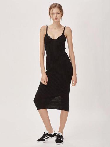 Knitting Sexy Simple Solid Midi Dresses