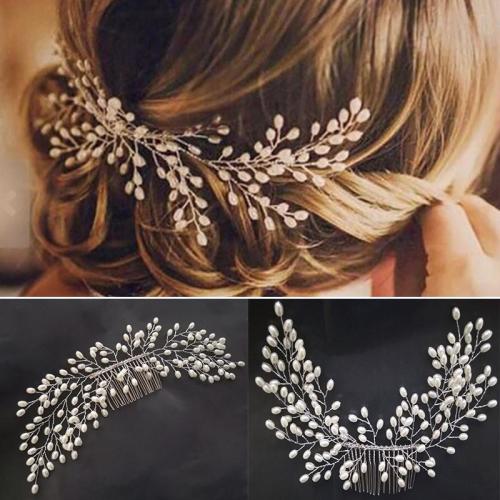 Flashing Ornaments Rhinestone Pearl Bridal Hair Clip Accessories Jewelry Wedding Elegant Crystal Bride Hair Comb Headwear