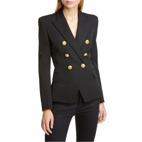 Women Casual Long Sleeve Metal Double-Breasted Work Office Suit Slim Business Blazers