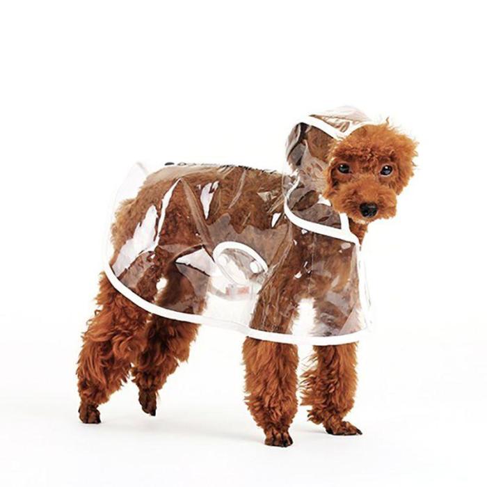 Pet Dog Puppy Transparent Rainwear Raincoat Pet Hooded Waterproof Jacket Clothes