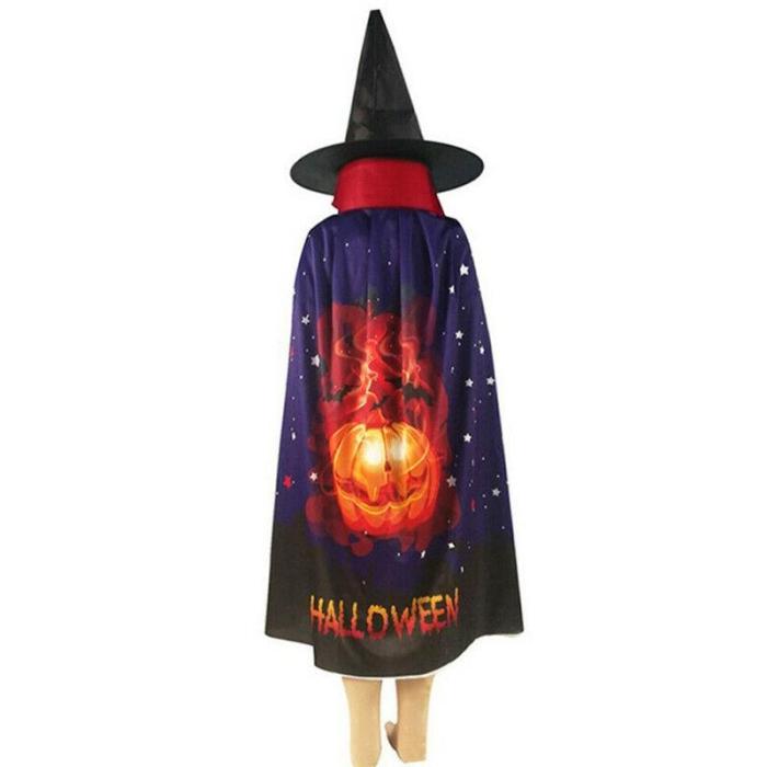 New Halloween Pumpkin Skull Ghost Pattern Cloak Hat Cosplay Party Costume Robe Cape Ponchos Unisex