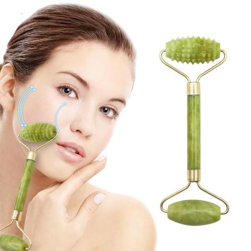 Slimming Face Massager Jade Face Roller Double Head Green Facial Massage Roller Eye Face Neck Thin Wrinkle Removal Face Lifting